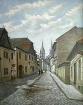 unknow artist A street in Czech town Vysoke Myto with Smekals  bakery Norge oil painting art